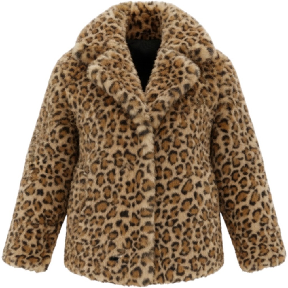 Camila Coelho Faux Fur Coat Womens Small Leopard Animal Print Brown Tan Mob Wife